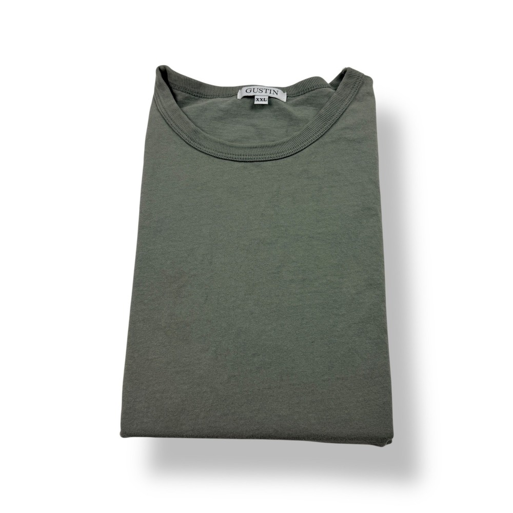 Gustin‎ Classic Crew Neck T-Shirt Olive Green Cotton Men's Size XXL